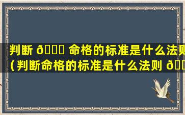 判断 🐎 命格的标准是什么法则（判断命格的标准是什么法则 🐎 呢）